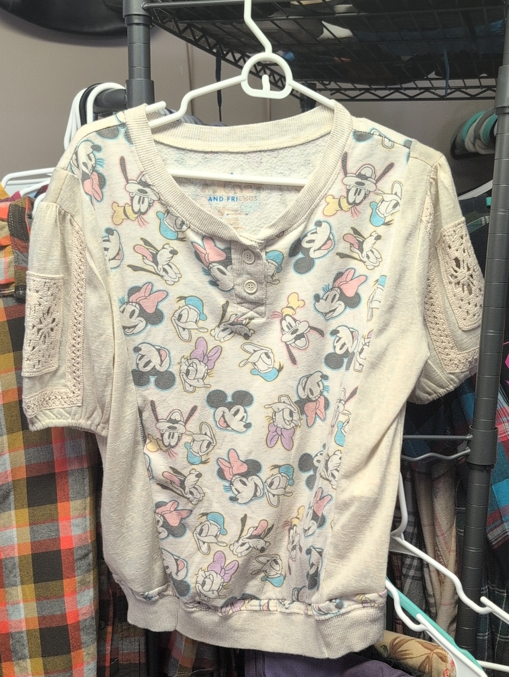 Custom Disney Short Sleeve Upcycle Featuring Lace Sleeves